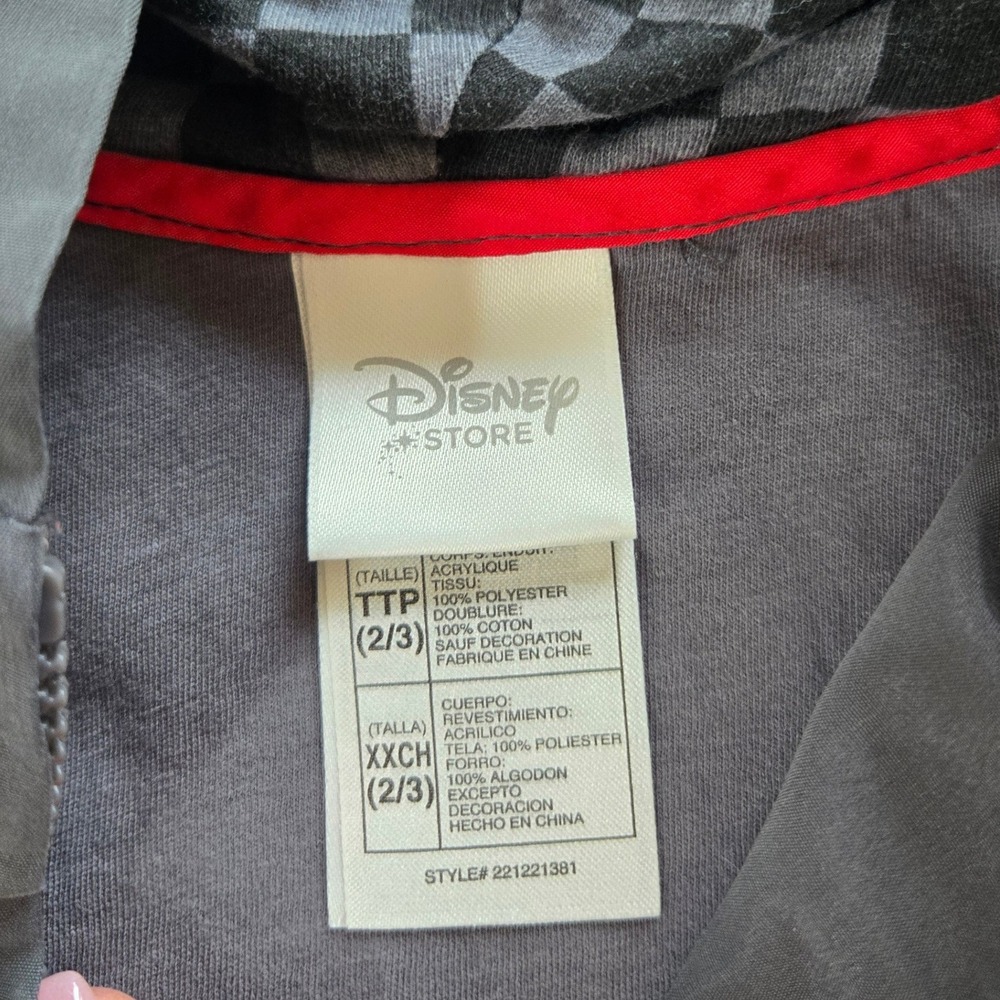 Disney Store Cars Lightning McQueen Grey Hooded Patch Jacket Kids 2/3 221221381 - Picture 4 of 6